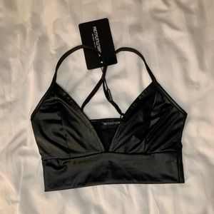 PLT FAUX LEATHER BRALETTE